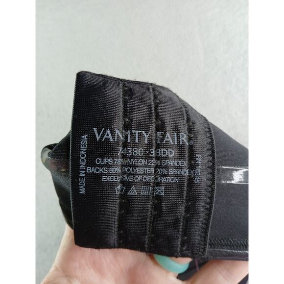 Vanity Fair Bra Womens 38DD Black Strapless Underwire Padded Style 74380 - Picture 2 of 6